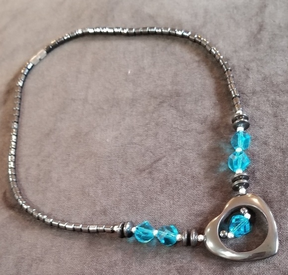 Ocean Blue Statement Heart Necklace - Picture 4 of 8